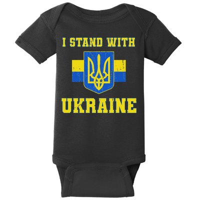 I Stand With Ukraine Vintage Ukrainian Flag Baby Bodysuit