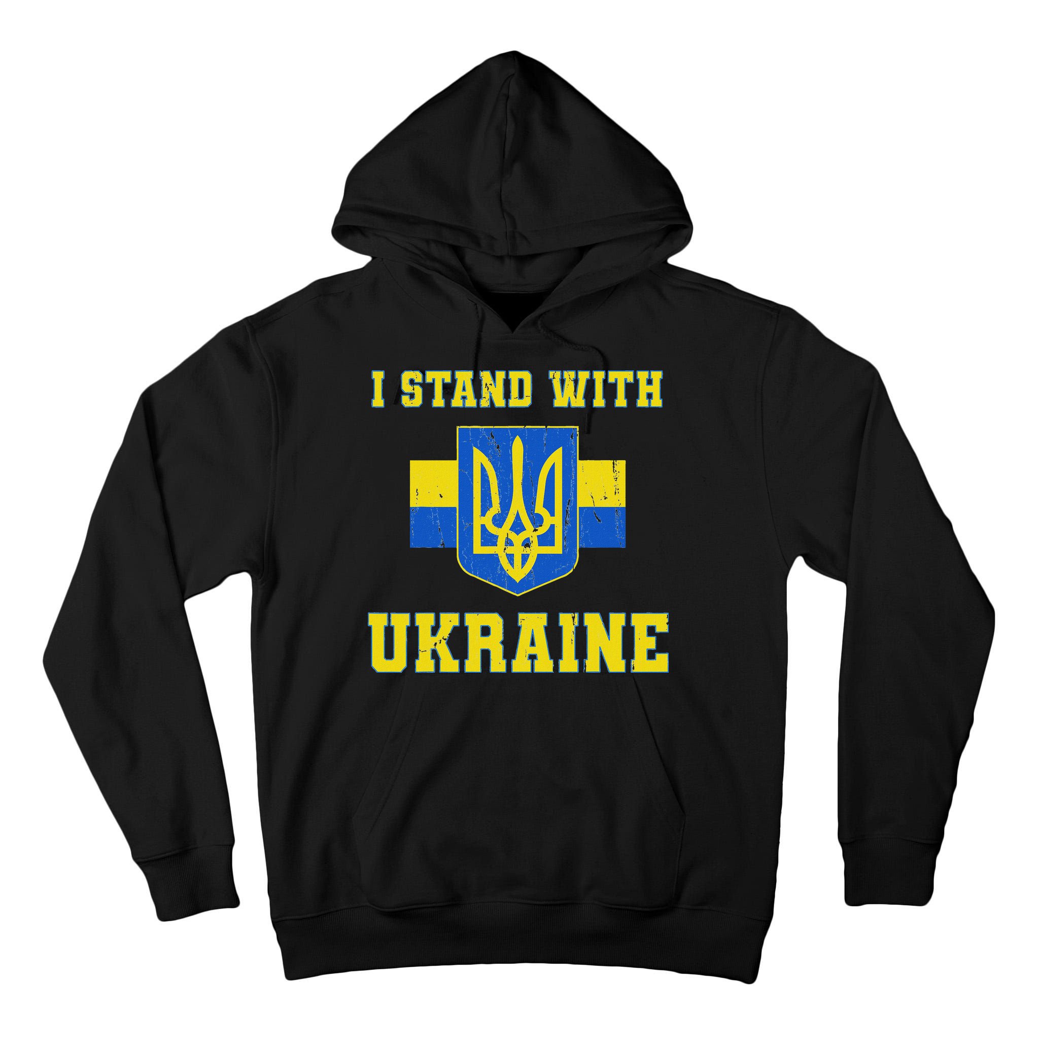 I Stand With Ukraine Vintage Ukrainian Flag Tall Hoodie