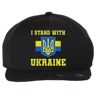 I Stand With Ukraine Vintage Ukrainian Flag Wool Snapback Cap