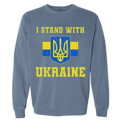 I Stand With Ukraine Vintage Ukrainian Flag Garment-Dyed Sweatshirt