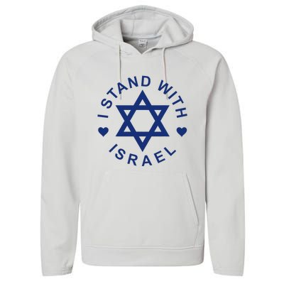 I Stand With Israel Israeli Flag Jewish Star Of David Performance Fleece Hoodie