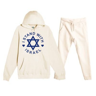 I Stand With Israel Israeli Flag Jewish Star Of David Premium Hooded Sweatsuit Set