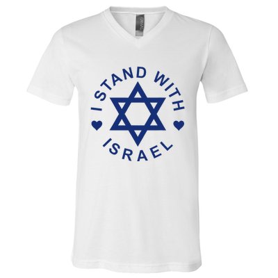 I Stand With Israel Israeli Flag Jewish Star Of David V-Neck T-Shirt