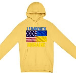 I Stand With Ukraine USA Ukrainian Pride Support Premium Pullover Hoodie