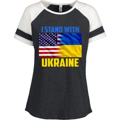 I Stand With Ukraine USA Ukrainian Pride Support Enza Ladies Jersey Colorblock Tee