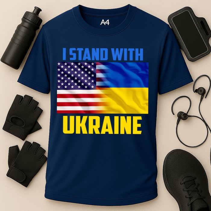 I Stand With Ukraine USA Ukrainian Pride Support Cooling Performance Crew T-Shirt