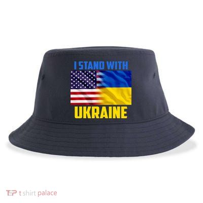 I Stand With Ukraine USA Ukrainian Pride Support Sustainable Bucket Hat