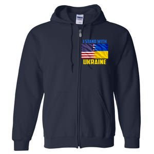 I Stand With Ukraine USA Ukrainian Pride Support Full Zip Hoodie