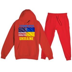 I Stand With Ukraine USA Ukrainian Pride Support Premium Hooded Sweatsuit Set