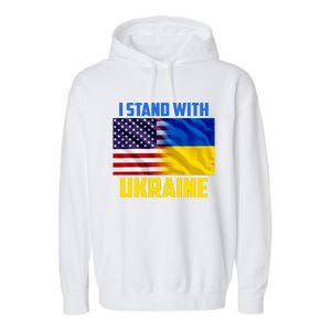 I Stand With Ukraine USA Ukrainian Pride Support Garment-Dyed Fleece Hoodie