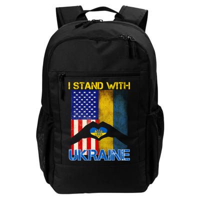 I Stand With Ukraine Heart USA Flag Backpack