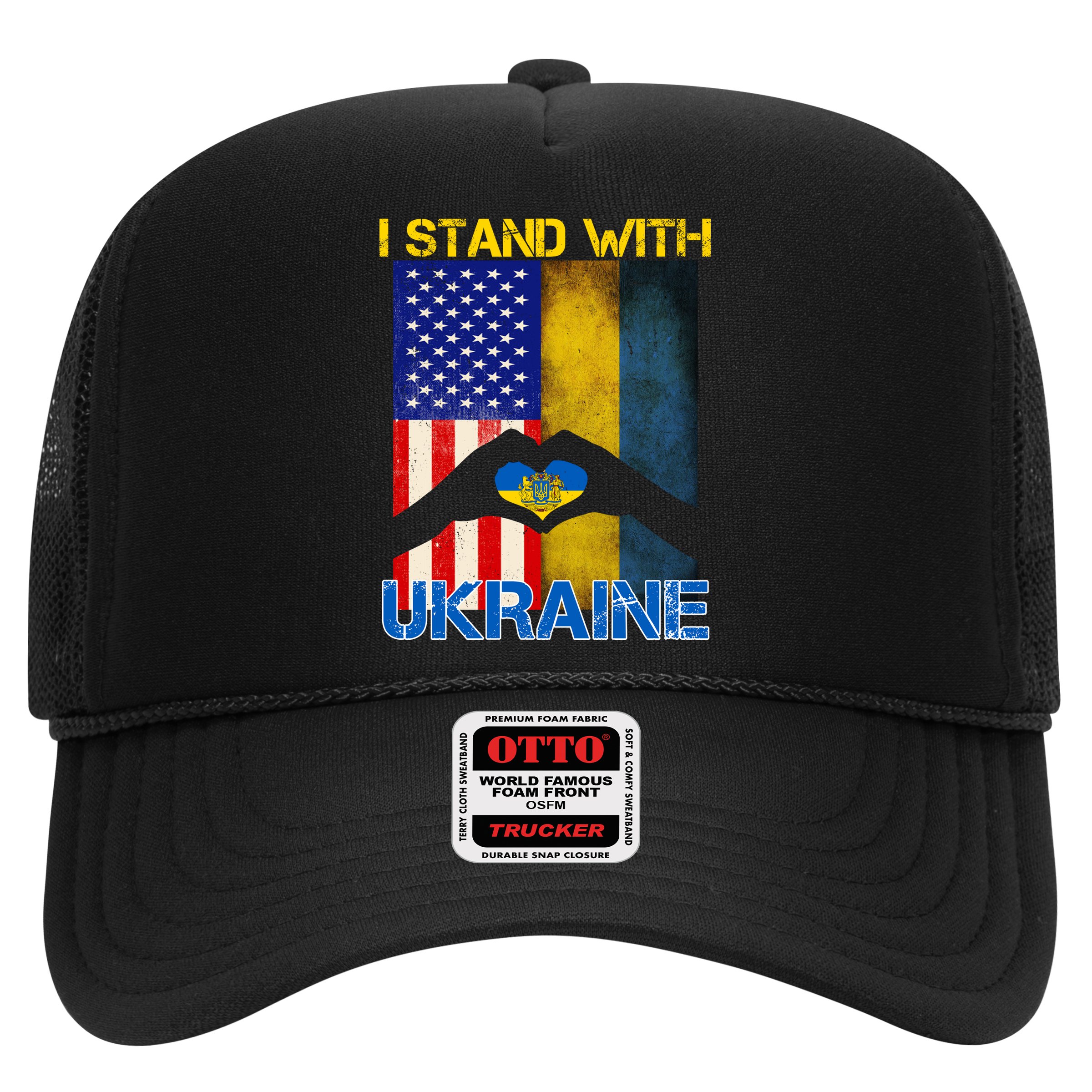 I Stand With Ukraine Heart USA Flag Hat