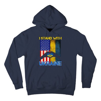 I Stand With Ukraine Heart USA Flag Hoodie