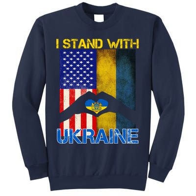 I Stand With Ukraine Heart USA Flag Sweatshirt