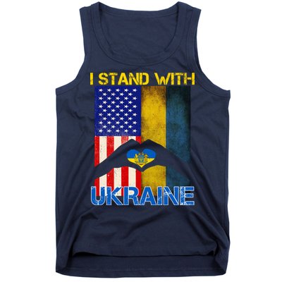 I Stand With Ukraine Heart USA Flag Tank Top