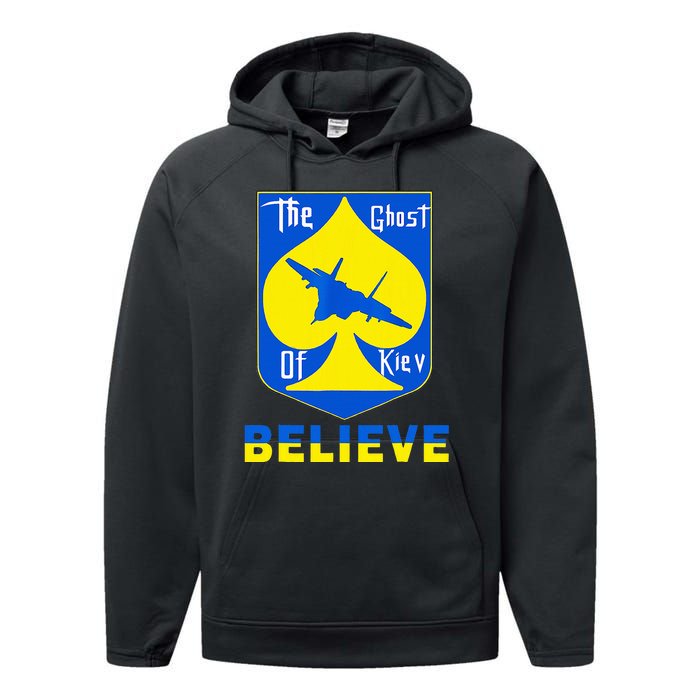 I Stand With Ukraine The Ghost Of Kyiv Performance Fleece Hoodie