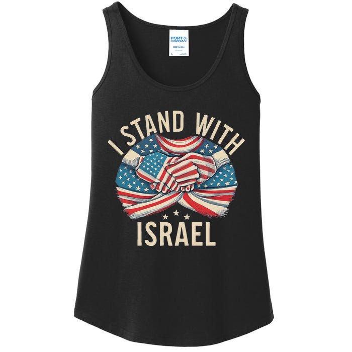 I Stand With Israel Usa American Flag W Israel Flag Ladies Essential Tank