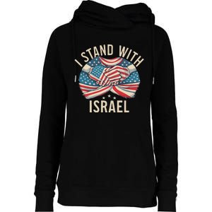 I Stand With Israel Usa American Flag W Israel Flag Womens Funnel Neck Pullover Hood