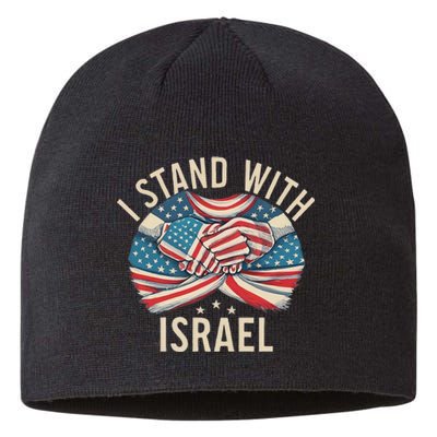 I Stand With Israel Usa American Flag W Israel Flag Sustainable Beanie