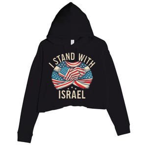 I Stand With Israel Usa American Flag W Israel Flag Crop Fleece Hoodie