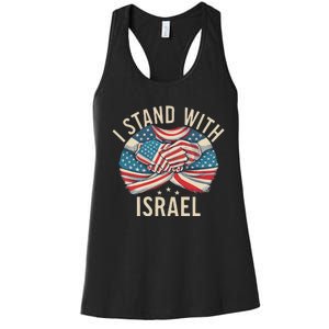 I Stand With Israel Usa American Flag W Israel Flag Women's Racerback Tank