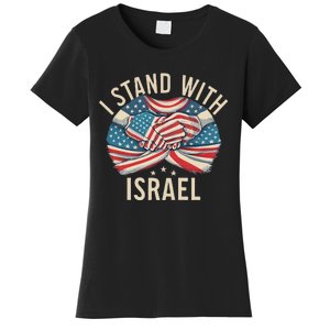 I Stand With Israel Usa American Flag W Israel Flag Women's T-Shirt