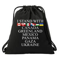 I Stand With Canada Greenland Mexico Panama Gaza Ukraine Drawstring Bag
