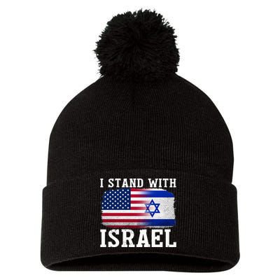 I Stand With Israel Strong Pom Pom 12in Knit Beanie