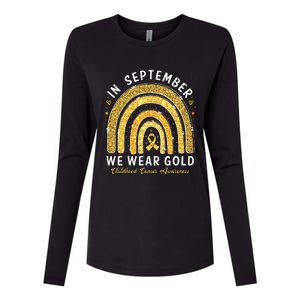 In September We Wear Gold Childhood Cancer Awareness Gift Womens Cotton Relaxed Long Sleeve T-Shirt