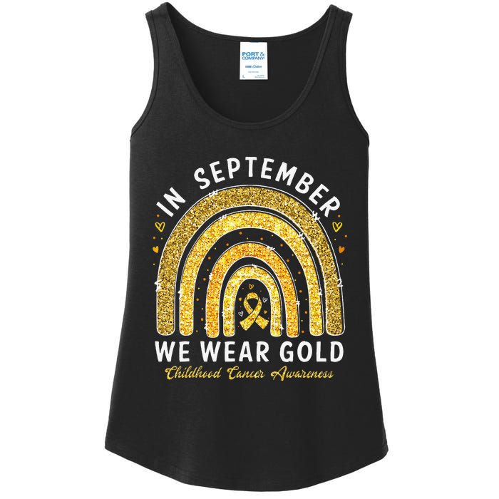 In September We Wear Gold Childhood Cancer Awareness Gift Ladies Essential Tank