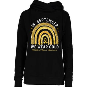 In September We Wear Gold Childhood Cancer Awareness Gift Womens Funnel Neck Pullover Hood