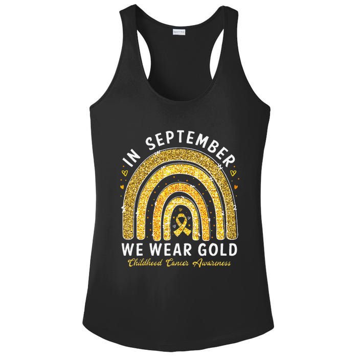 In September We Wear Gold Childhood Cancer Awareness Gift Ladies PosiCharge Competitor Racerback Tank