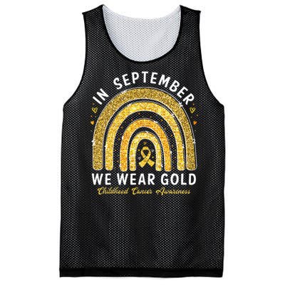 In September We Wear Gold Childhood Cancer Awareness Gift Mesh Reversible Basketball Jersey Tank