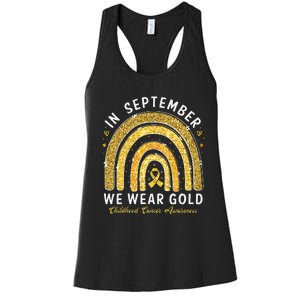 In September We Wear Gold Childhood Cancer Awareness Gift Women's Racerback Tank