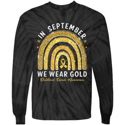 In September We Wear Gold Childhood Cancer Awareness Gift Tie-Dye Long Sleeve Shirt