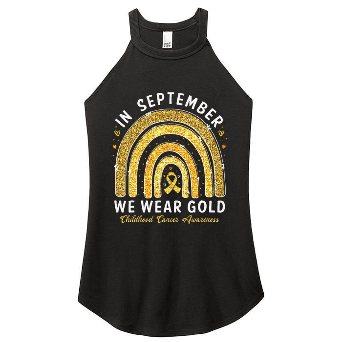 In September We Wear Gold Childhood Cancer Awareness Gift Women's Perfect Tri Rocker Tank