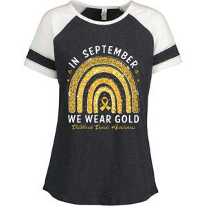 In September We Wear Gold Childhood Cancer Awareness Gift Enza Ladies Jersey Colorblock Tee