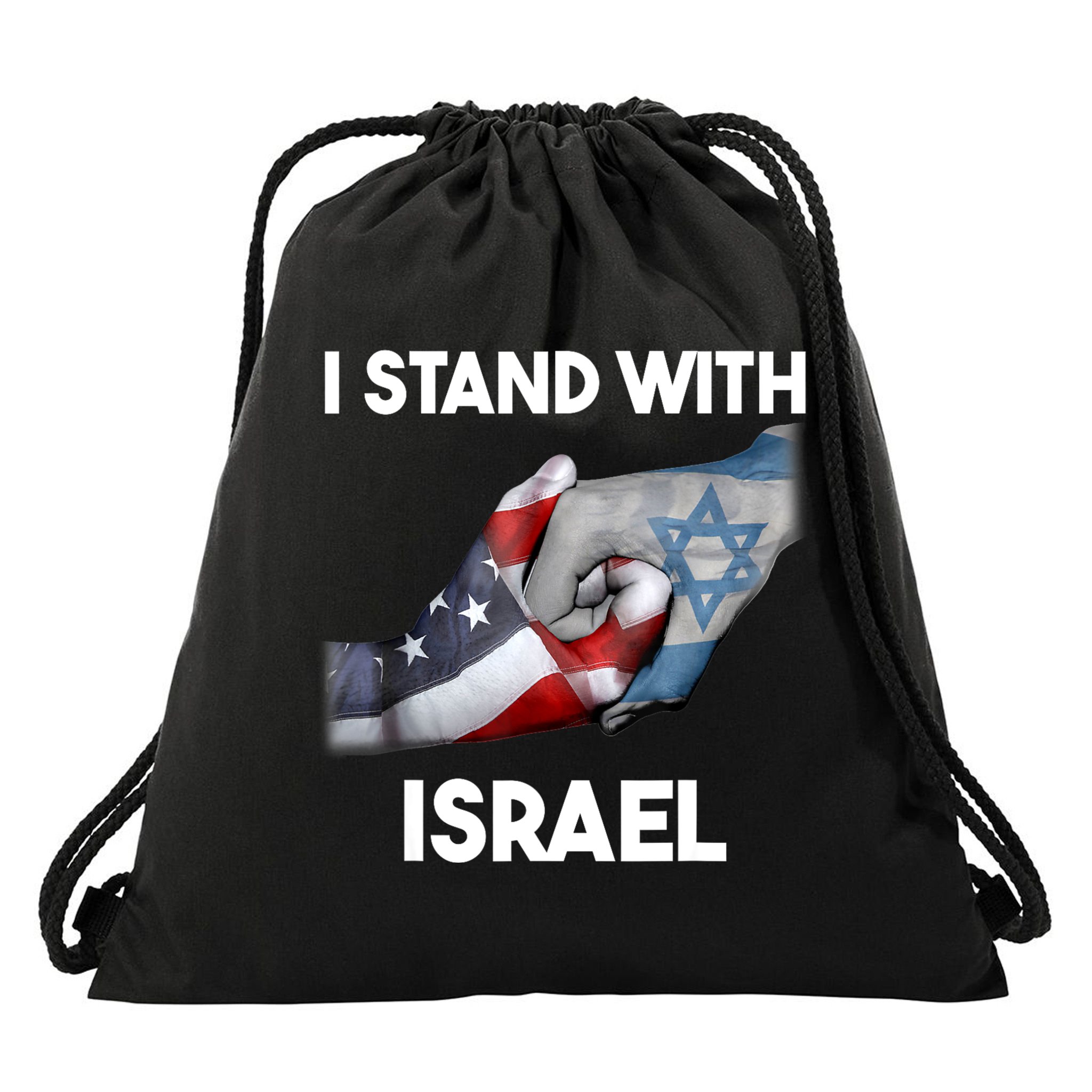 I Stand With Israel I Stand With Israel America Flag Drawstring Bag