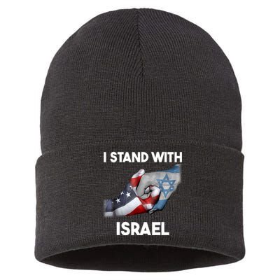 I Stand With Israel I Stand With Israel America Flag Sustainable Knit Beanie