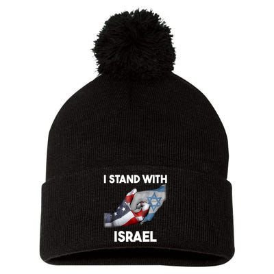 I Stand With Israel I Stand With Israel America Flag Pom Pom 12in Knit Beanie