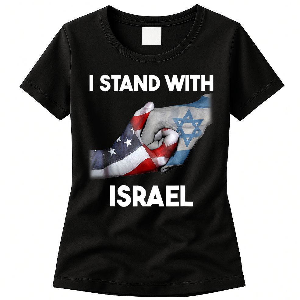 I Stand With Israel I Stand With Israel America Flag Womens T-Shirt