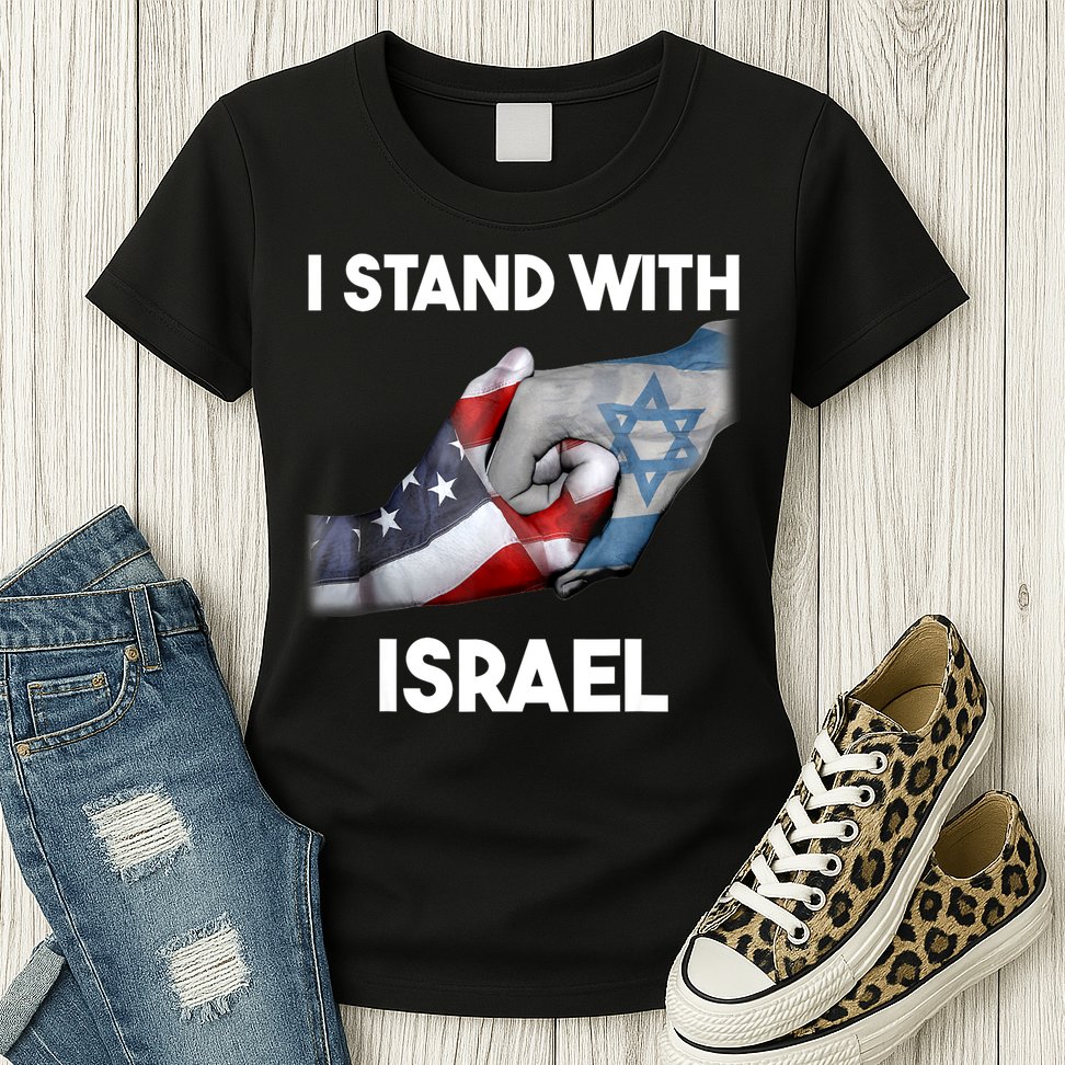 I Stand With Israel I Stand With Israel America Flag Womens T-Shirt