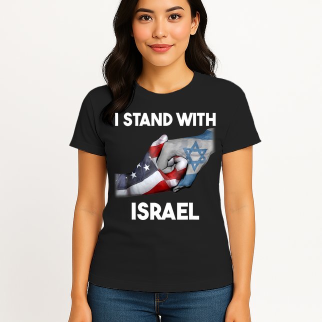 I Stand With Israel I Stand With Israel America Flag Womens T-Shirt