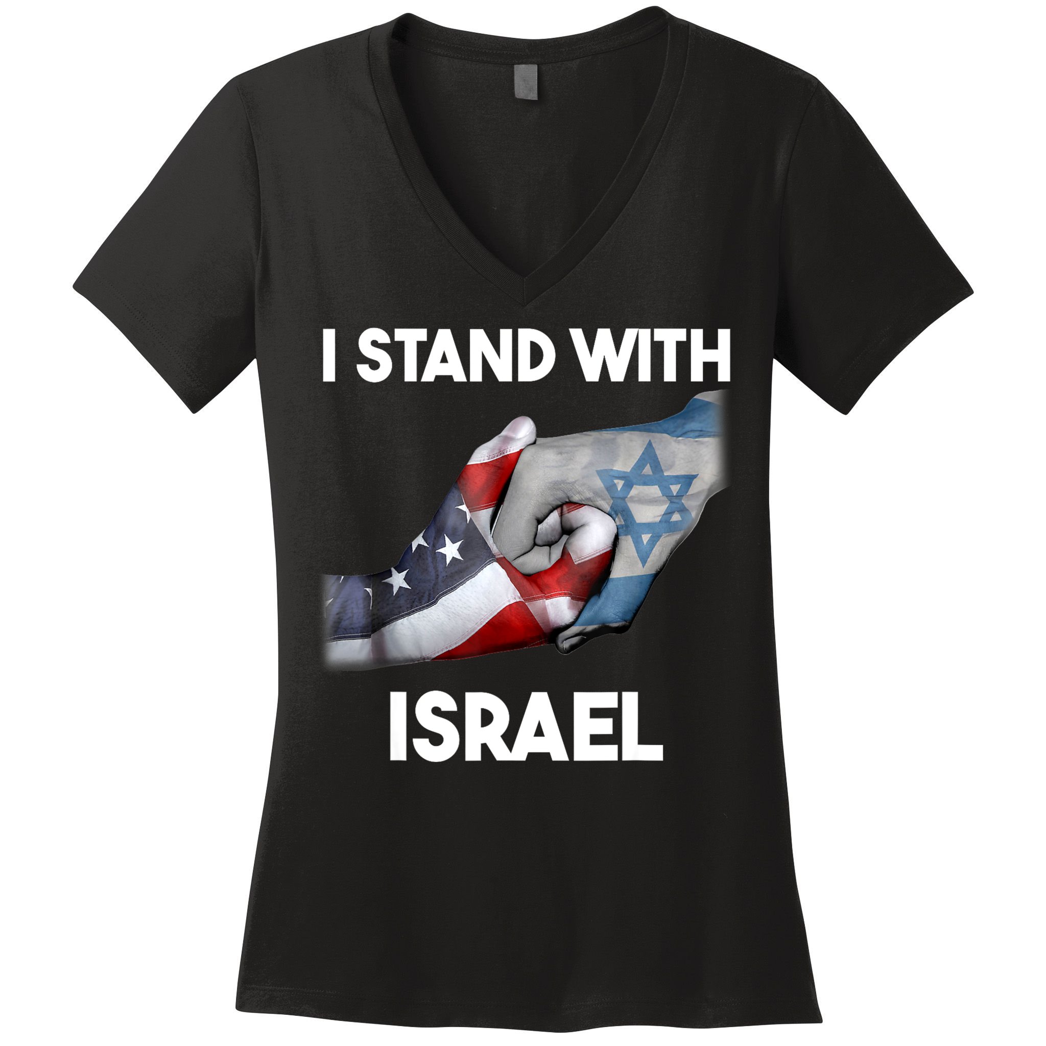 I Stand With Israel I Stand With Israel America Flag Women's V-Neck T-Shirt