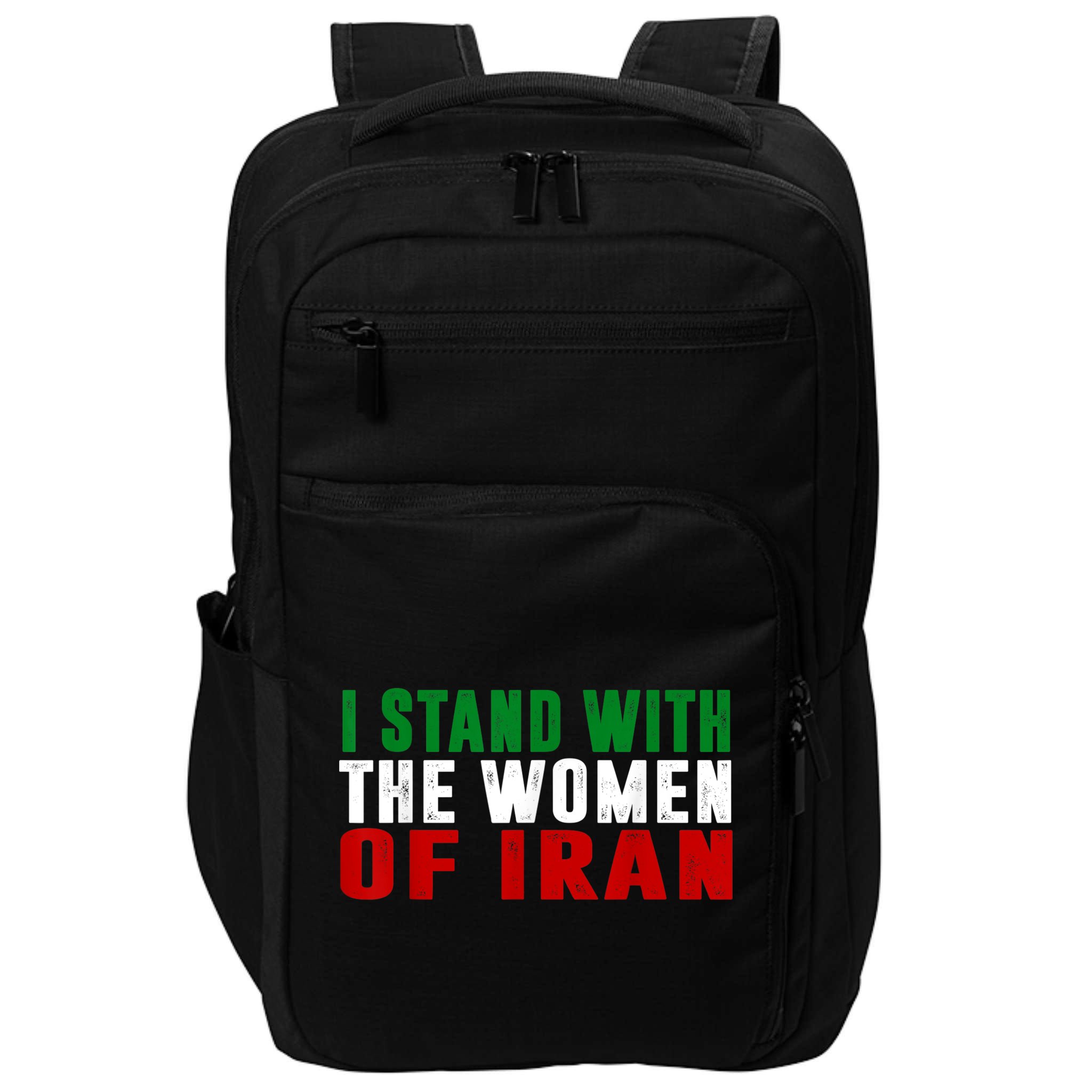I Stand With The Women Of Iran Iranian Flag FIST Free Iran Impact Tech Backpack