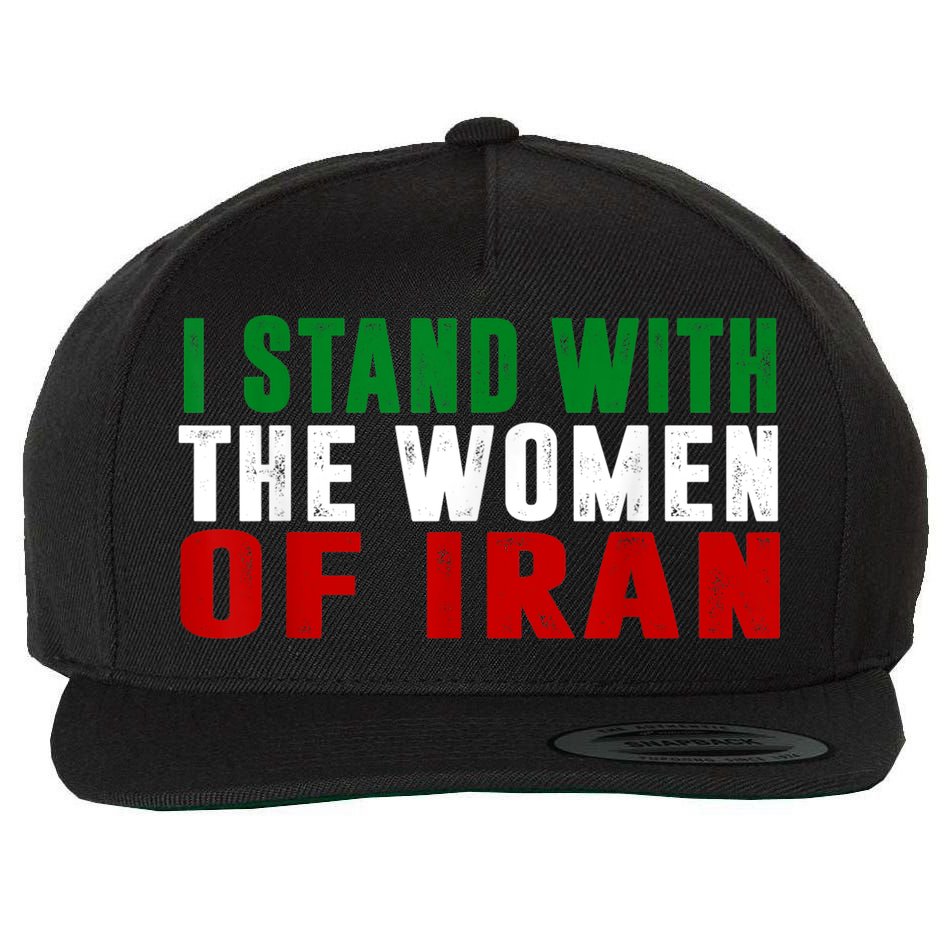I Stand With The Women Of Iran Iranian Flag FIST Free Iran Wool Snapback Cap