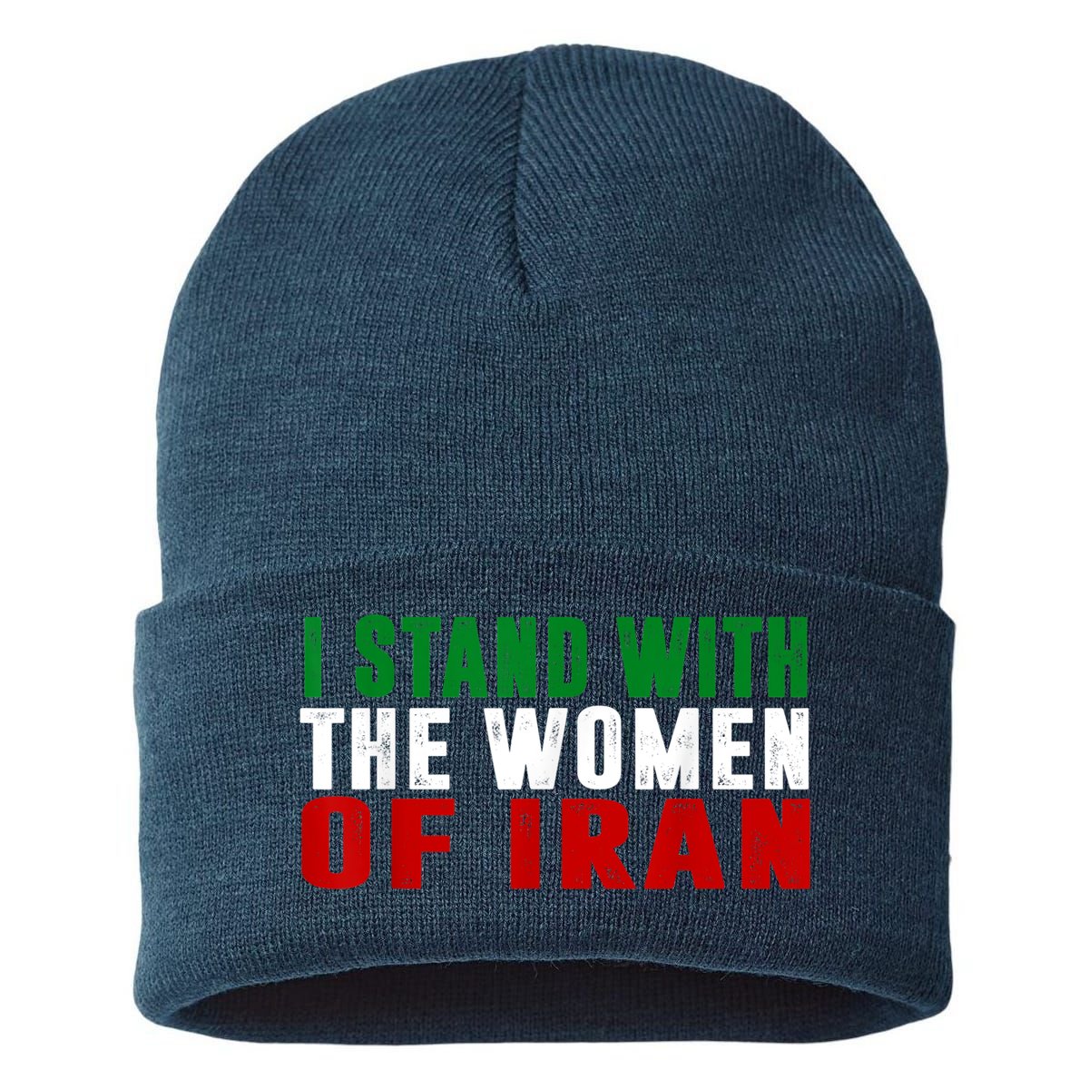 I Stand With The Women Of Iran Iranian Flag FIST Free Iran Sustainable Knit Beanie