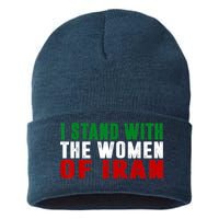 I Stand With The Women Of Iran Iranian Flag FIST Free Iran Sustainable Knit Beanie