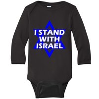 I Stand With Israel Star Of David Baby Long Sleeve Bodysuit