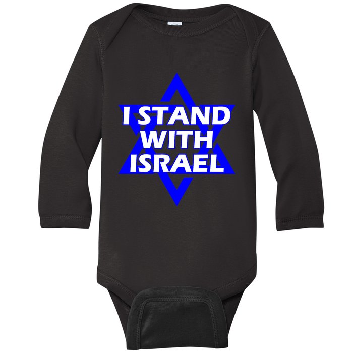 I Stand With Israel Star Of David Baby Long Sleeve Bodysuit